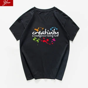 Мужская футболка в стиле хип-хоп Creative is intelligence have fun, уличная летняя футболка из 100% хлопка, homme harajuku