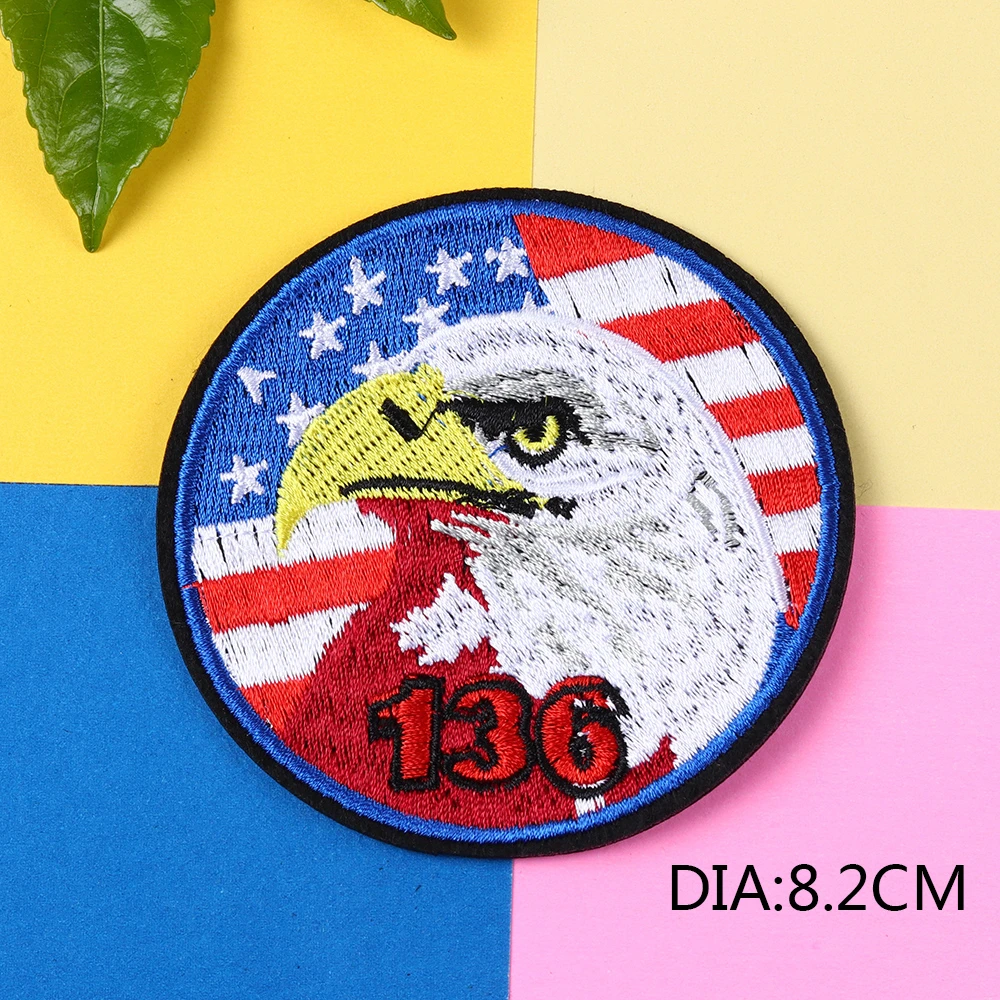 Круглая вышивка с американским орлом масляная живопись патчи хризантемой