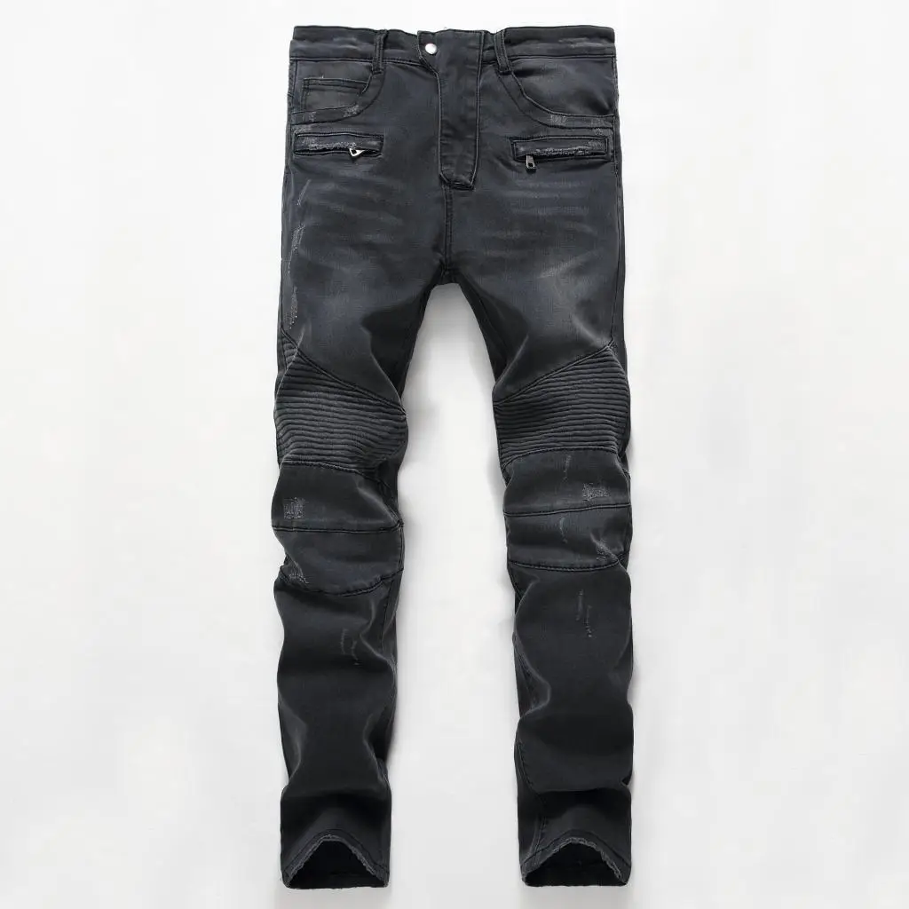 

Men's Jeans Ripped Biker Jeans Designer Jeans Men Black Streetwear Distressed Stretch Denim Jeans