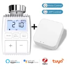 Термостат с клапаном радиатора Tuya Zigbee 3,0, контроллер температуры, TRV программируемый привод, поддержка Amazon Alexa Google Home