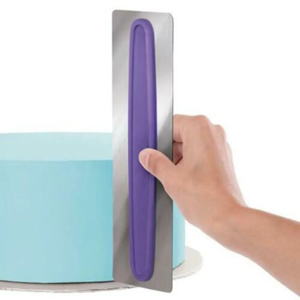 Скребок для крема из нержавеющей стали с пластиковой ручкой гладкая форма