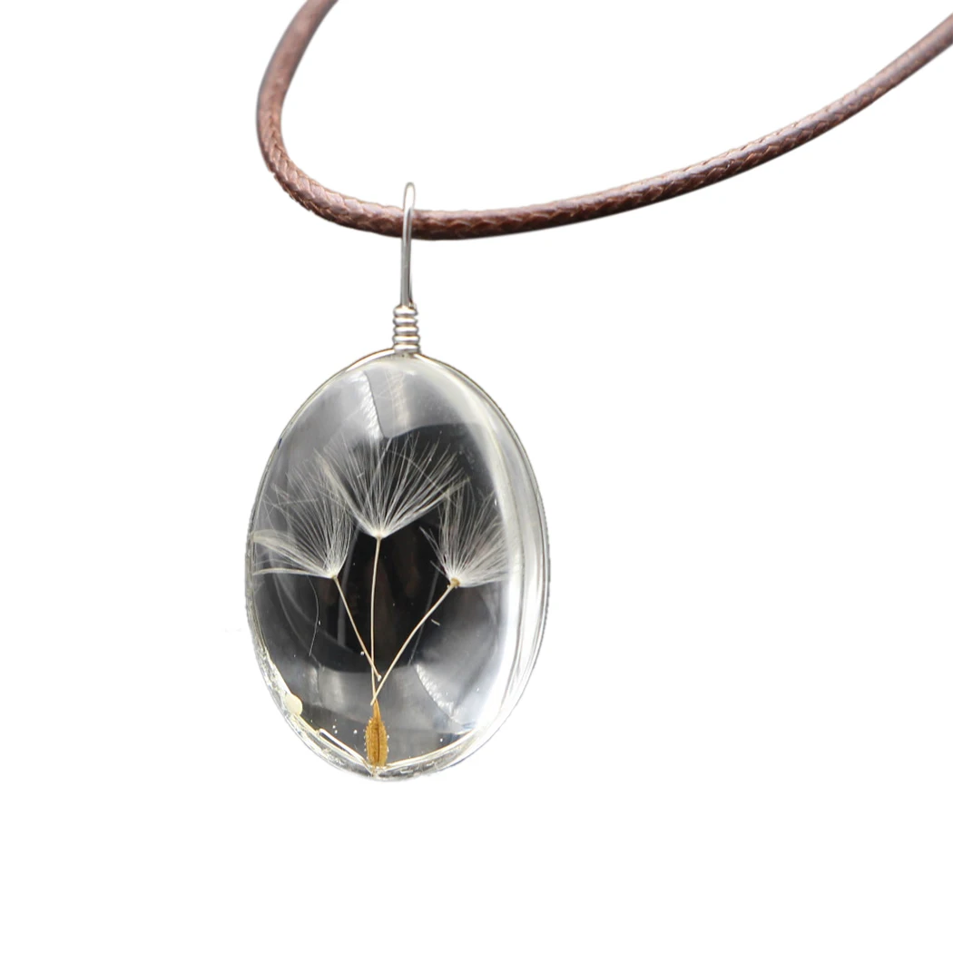 Женское ожерелье с одуванчиком Очаровательная подвеска сушеным цветком