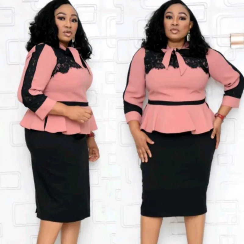 Осенние деловые платья для женщин 3/4 платье без рукавов со шнуровкой и бантом