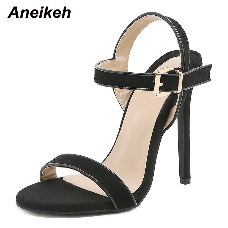 

Женские туфли Aneikeh 2022, летние сандалии-гладиаторы с круглым носком, новые модные однотонные вечерние свадебные черные сандалии из пвх на тон...