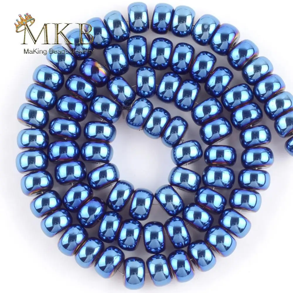 Оптовая продажа 8 мм натуральный камень Rondelle синий гематит бусины пространство