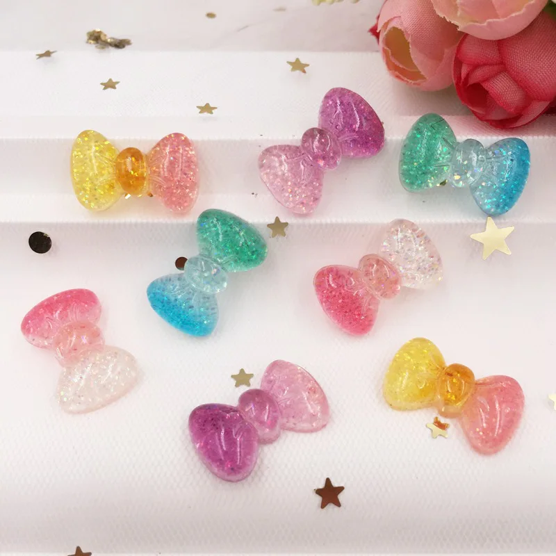 

24 шт. полимерные блестящие милые красочные банты с плоской задней поверхностью Стразы Аппликации «сделай сам» для свадьбы скрапбукинга рук...