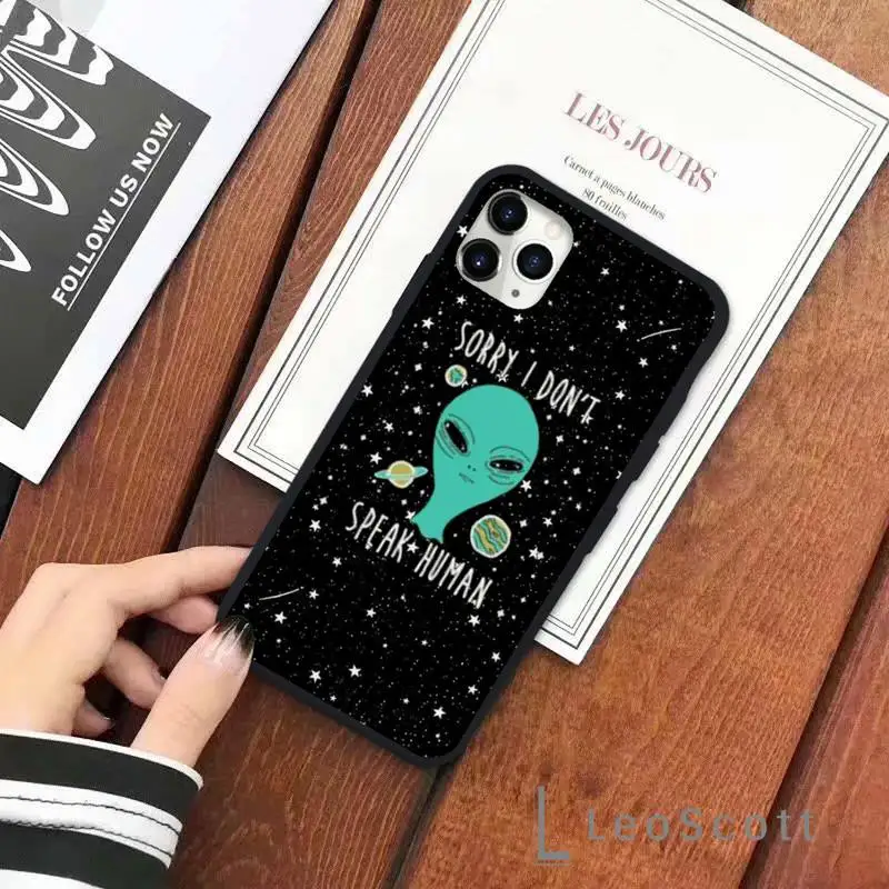 

Aesthetics Cute Cartoon alien space Phone Case for iPhone 11 12 pro XS MAX 8 7 6 6S Plus X 5S SE 2020 XR Soft silicone