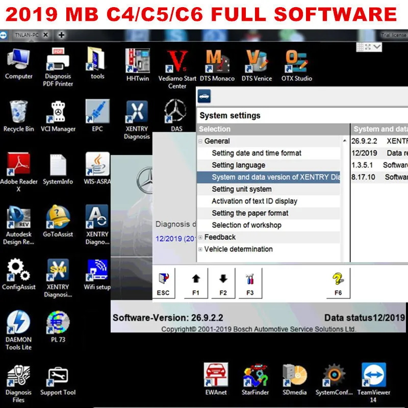 12 MB STAR SD C4/C5/C6 полный программный X-ENTRY/das/vediamo V5.1.1/dts V8.14/epc/WIS/hhtwin/starfinder/PL73 готов к работе