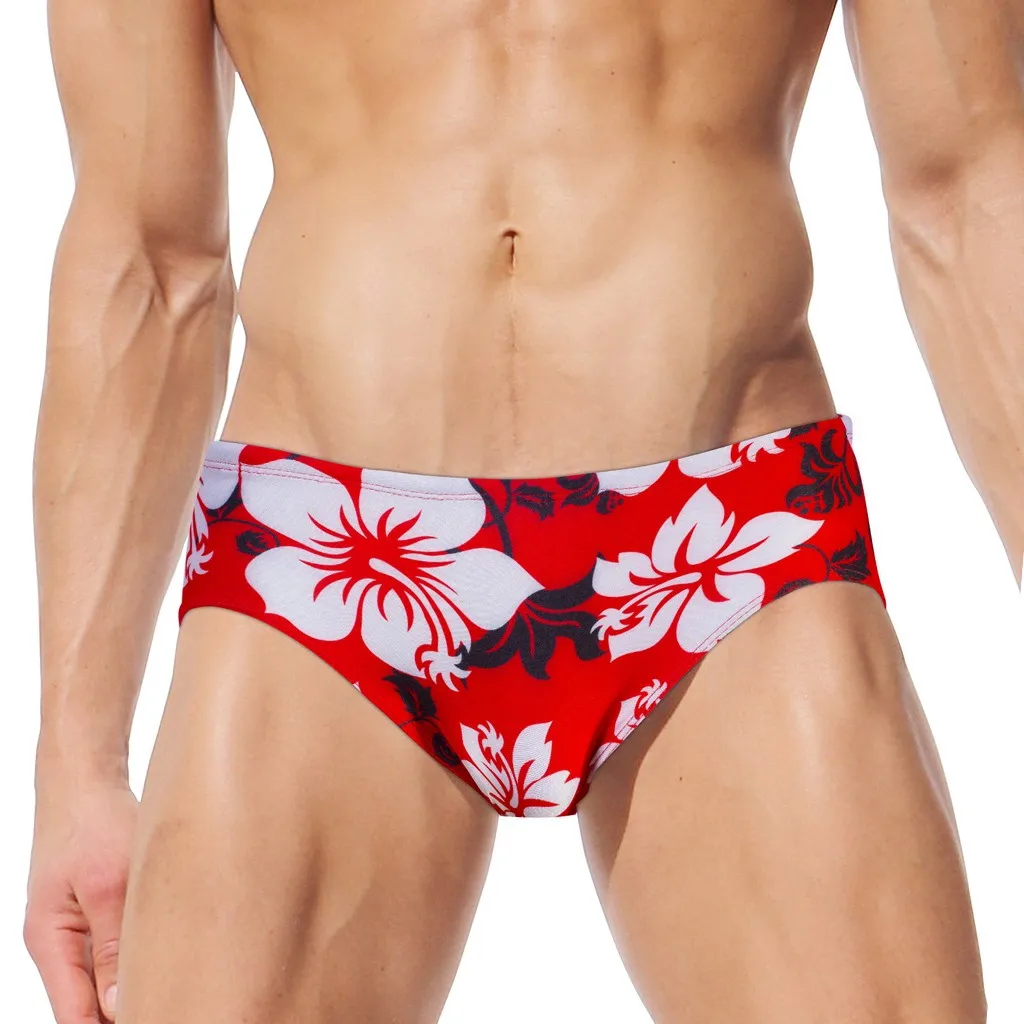 

Fashion Men's Sexy Casual Pants Swimming Trunks Beach Elastic Waist Floral Printed Briefs Swimming Pants