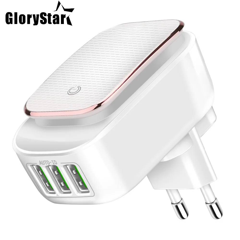 Светодиодный ночник Glory 3 USB зарядного устройства 5 В 4 А 2 в 1 дорожный настенный