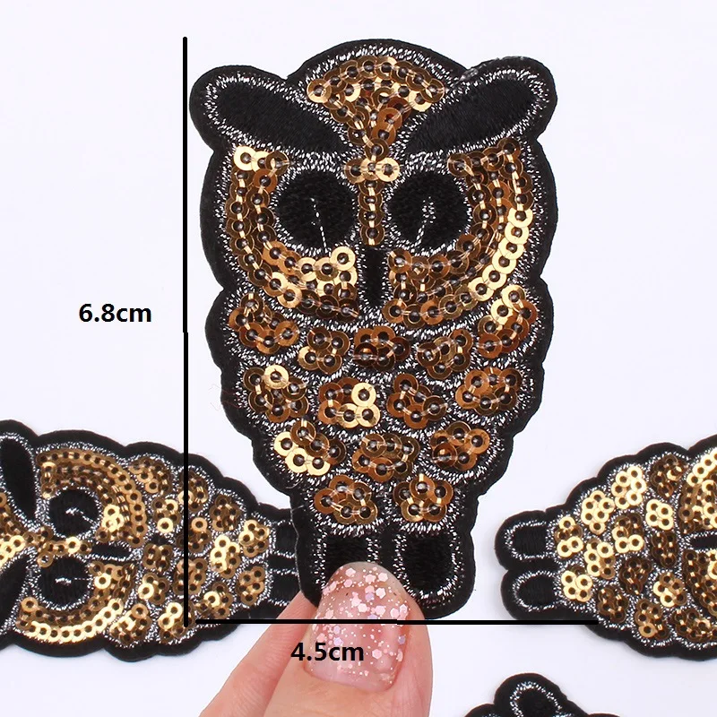

Factory direct selling new Sequin owl cloth patch patch patch patch fast selling Amazon hot selling embroidery decals