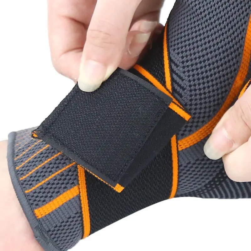 

3D Weaving Elastic Ankle Brace Compression Support Sleeve Fitness Sport Heel Protector With Elastic Strap Pain Relief Recovery