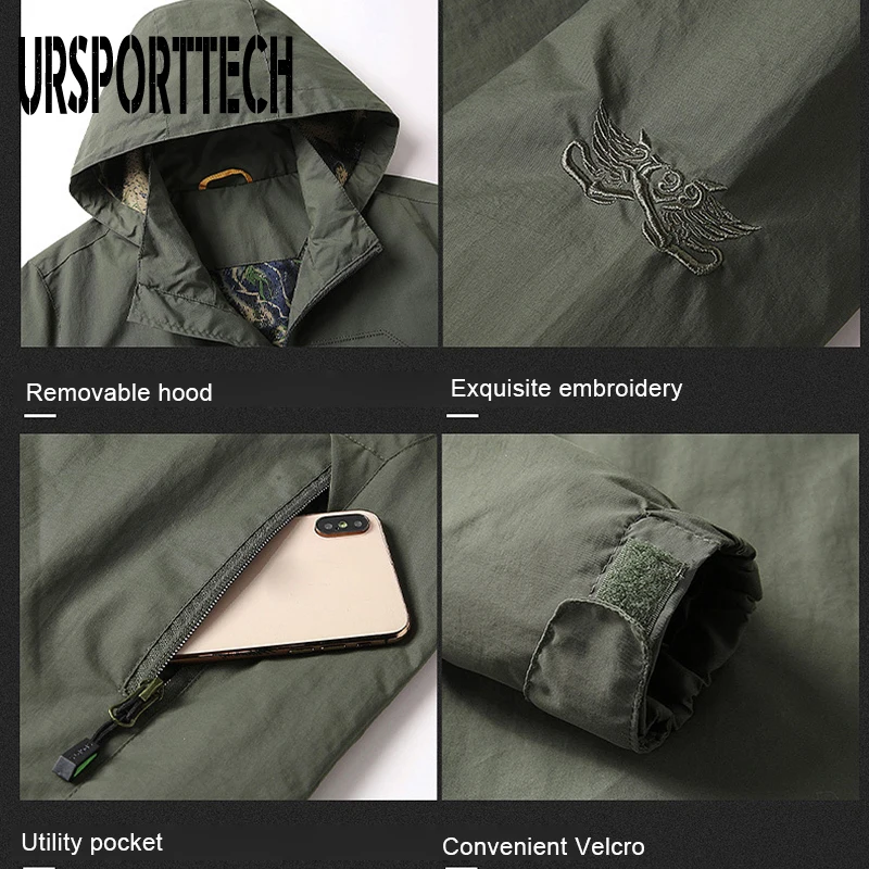 

Spring Autumn Jacket Men's Clothing Casual Military Tactical Waterproof Bomber Jackets Men Windbreaker Hooded Coat Quick Dry 5XL