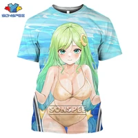 sonspee 3d anime sexy beauty bikini print t shirt summer otaku beach swimwear goddess fashion trend oversized short sleeve cloth