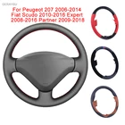 GERAYBU изготовленный на заказ DIY кожаный сшитый вручную чехол рулевого колеса автомобиля для Peugeot 207 2006-2014 Fiat Scudo Expert Partner 2006-2018