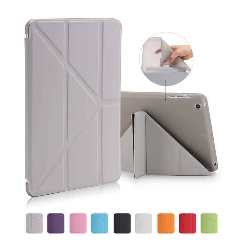 Смарт-чехол funda для iPad Mini 4 mini4 7," мягкий кожаный чехол 5 раз ультра-тонкий складной чехол mini4/функция сна и пробуждения - Цвет: gray