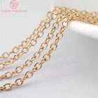 Медные круглые овальные звенья с покрытием 24-каратным золотом, 2 м, ширина 2 мм, ювелирные аксессуары сделай сам (31196)