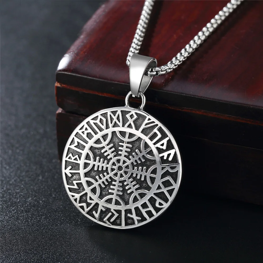 Винтажная полая дизайнерская подвеска викингов Vegvisir ожерелье компас в