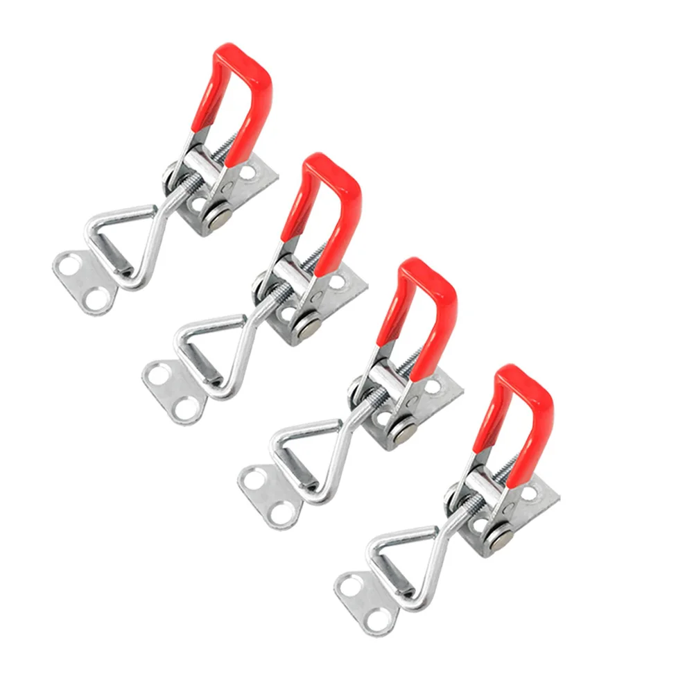 

4Pcs Anti-Slip Push Pull Toggle Clamp Tools Toggle Latch Catch Hasp Cabinet Boxes Lever Handle Clamp Hasp Latch Catch Lock Set