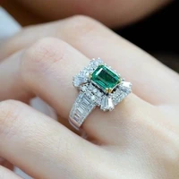 dazzling natural gemstone emerald ring women wedding engagement fine jewelry size 6 10