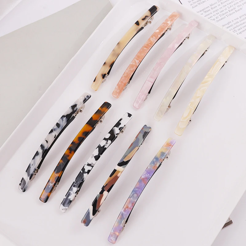 

1PCS Acetic Hair Clip For Women Leopard Marble Hairpin Textured Rectangle Duckbill Clips Barrette Girls Hair Accessories