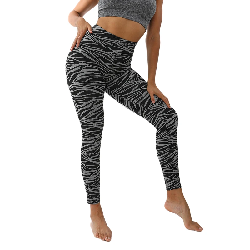 

Women Yoga Pants Leopard/Zebra Patterns Tummy Control Hip Lift Workout Bottoms Ladies Tight Long Sports Jogger Trousers