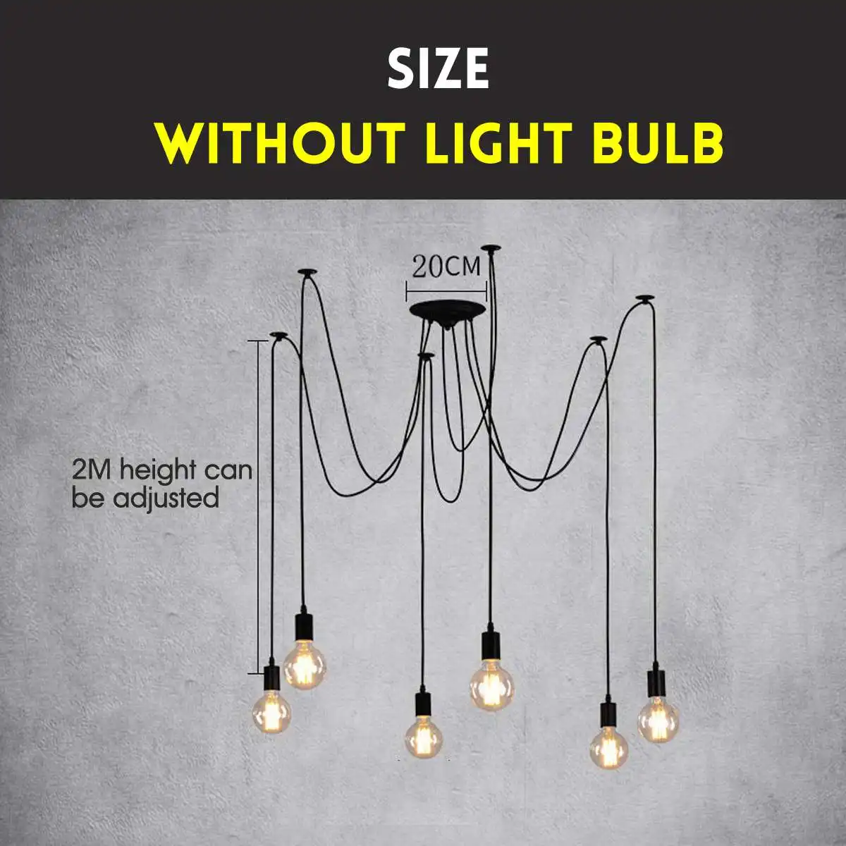 

(Without bulb)Chandelier DIY Art Ceiling Lamp Fixture Light Hanging Mordern Nordic Retro 1-8 LED Light Vintage Loft Decor
