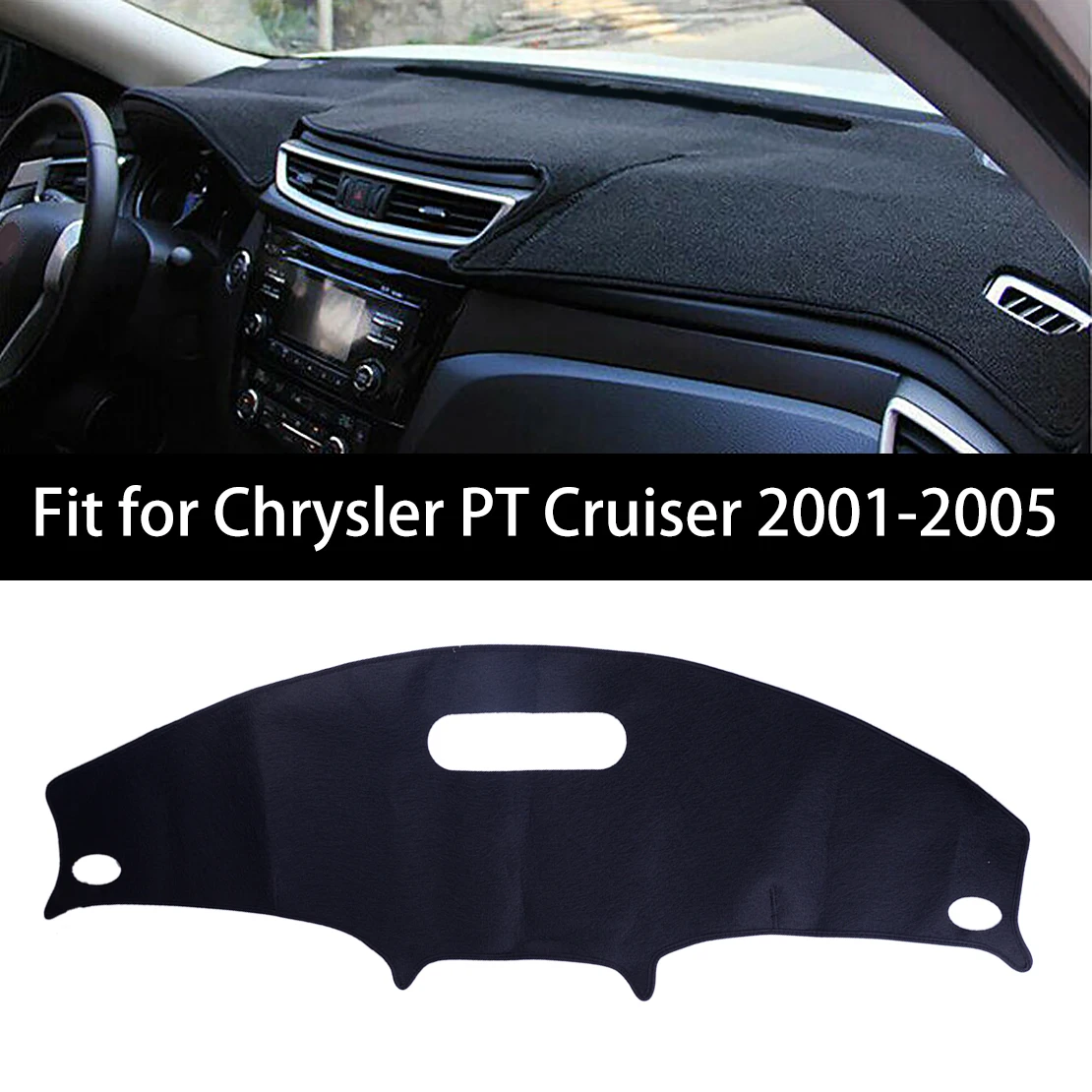 Black Felt Fabric Anti-Slip Dashboard Dash Cover Mat Sun Visors Car Fit For Chrysler PT Cruiser 2001 2002 2003 2004 2005