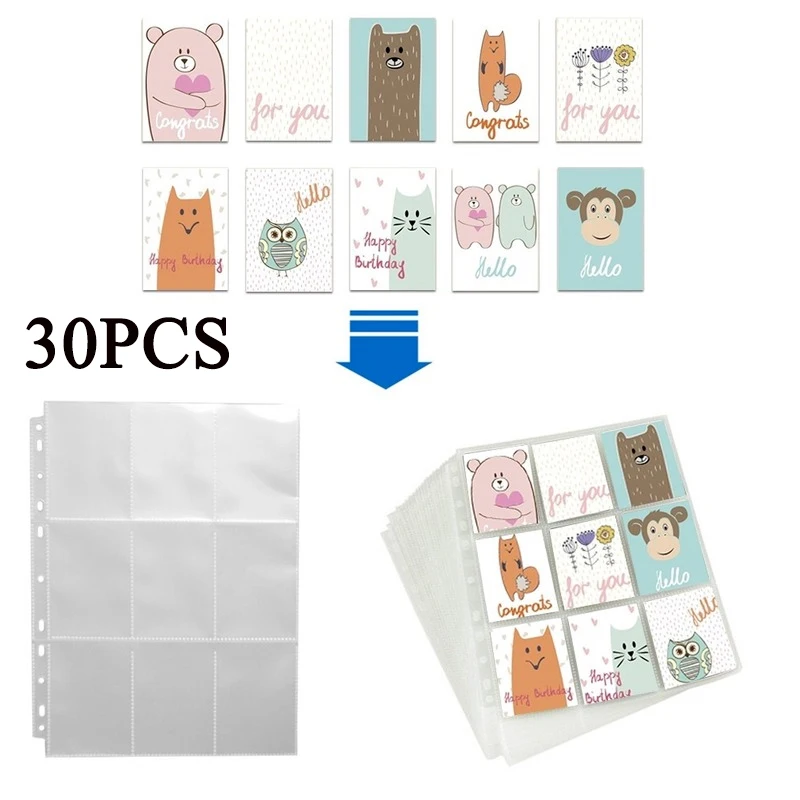 

30pcs Diy Photo Album Card Booklet Replacement Inner Page Gaming Card Sleeves Storage Wallet Album Page Collection Coin Holders