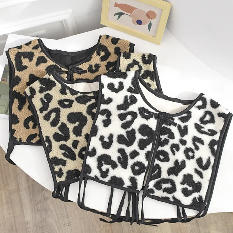 

Женский Теплый жилет в Корейском стиле, с винтажным принтом и наплечным воротником