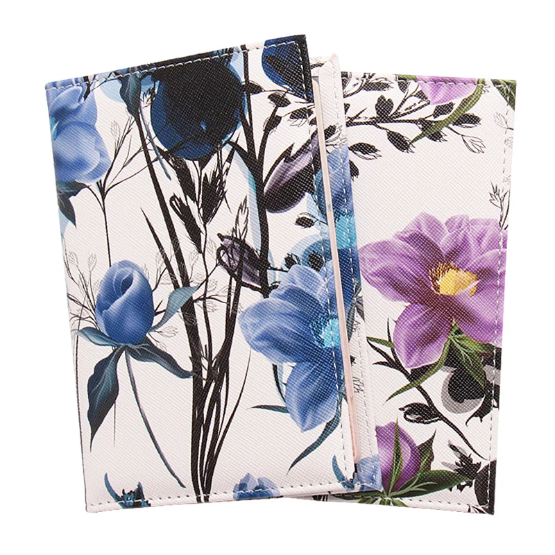 2020 Fashion Flower Patten Color Embossing Passport Cover PU Leather Passport Credit Card Holder