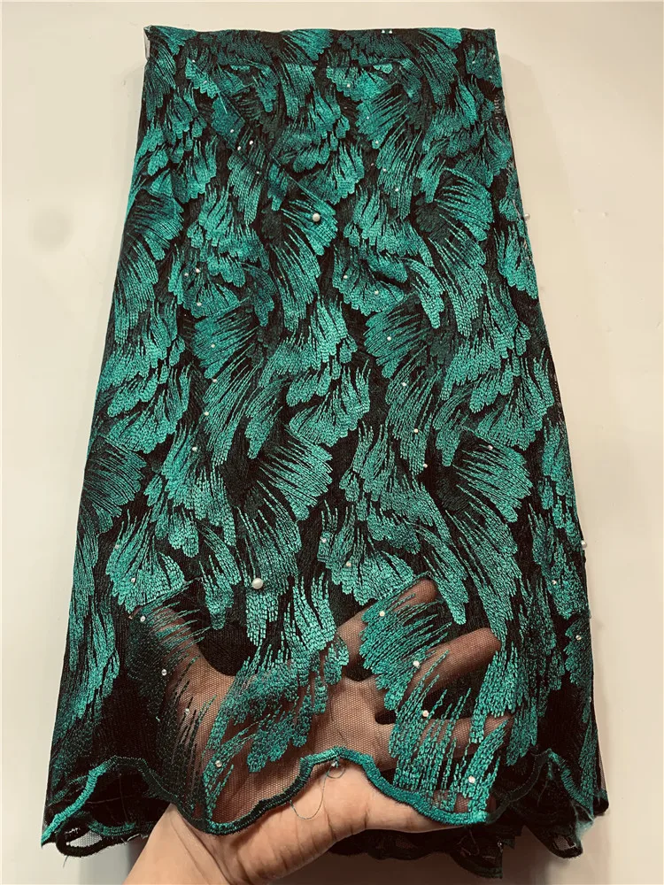 

Последняя Африканское парчовое жаккардовая ткань с кружевом французский темно-зеленого цвета в нигерийском стиле тюль сетка Материал для ...