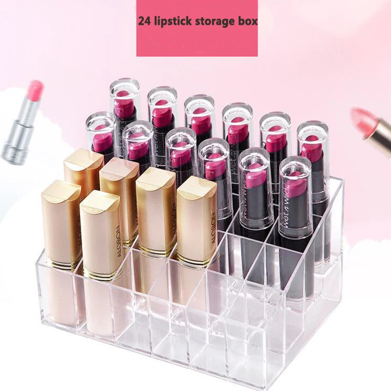 Прозрачная коробка для хранения помады 24 Сетки прозрачная подставка косметики