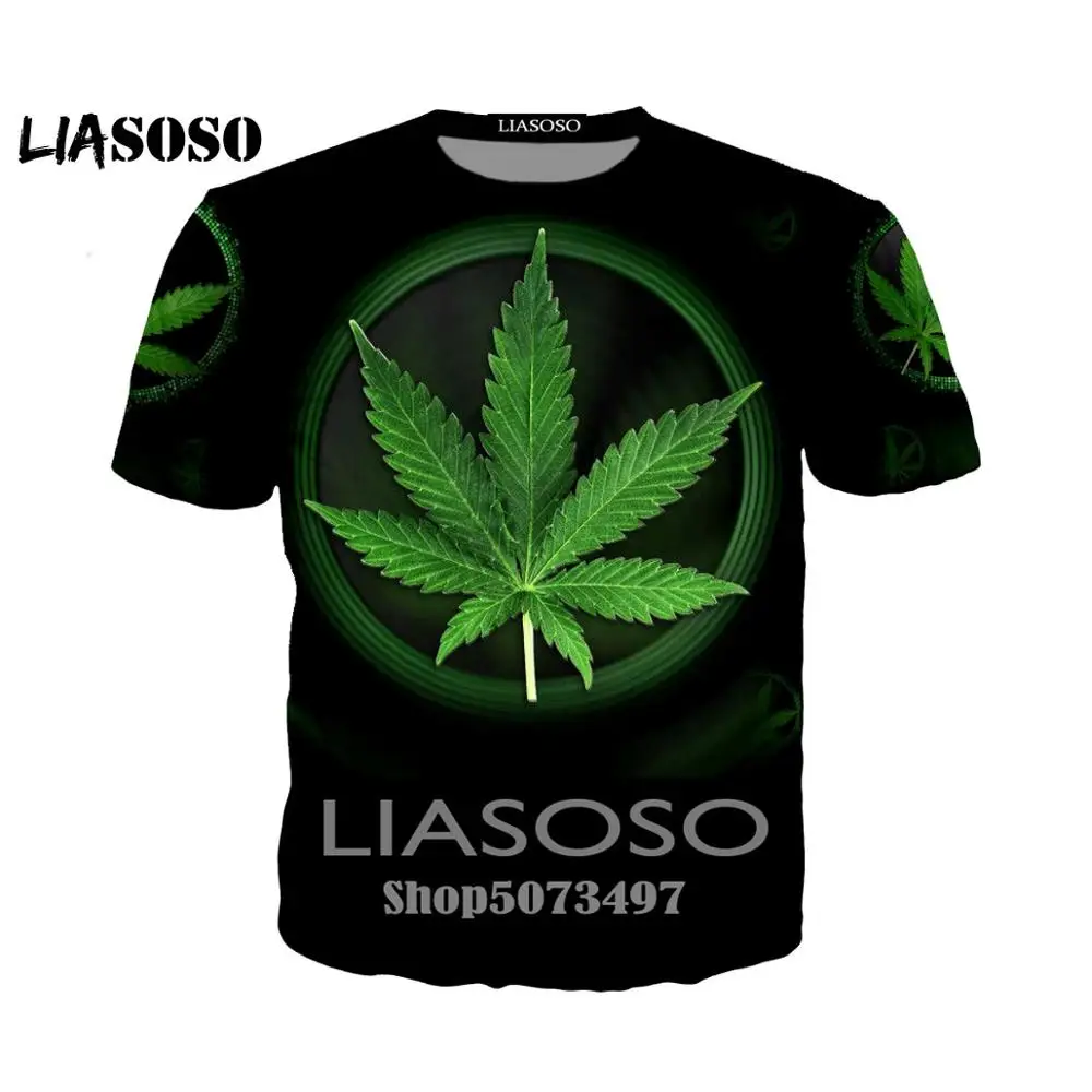 4 Liasoso, 3D принт, для женщин и мужчин, футболка, новая, модная, цветная, кленовый лист, конопляные листья, футболка, уличная, хип-хоп, круглый вырез, короткий рукав - Цвет: 4