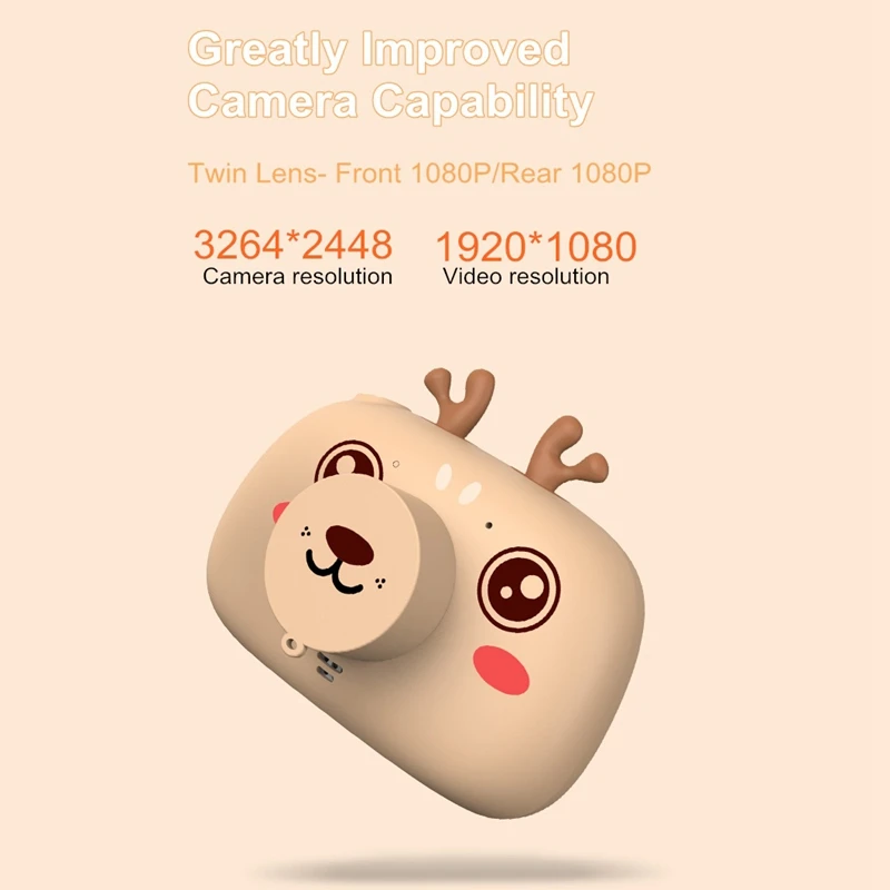 

A9 Children's Digital Camera, Cute Cartoon Digital Camera Mini Cartoon 2.4Inch IPS HD Screen Camera for Children's,Brown