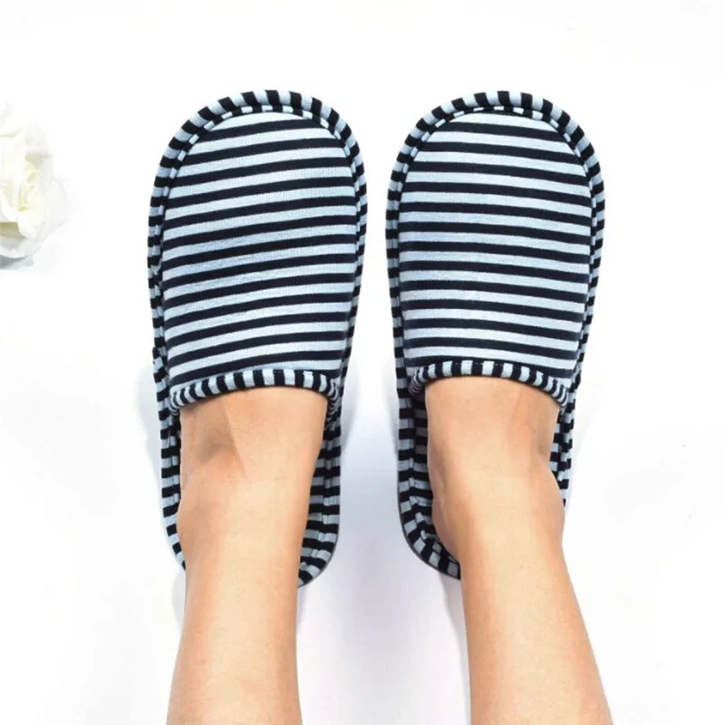 Мужские и женские полосатые тапочки унисекс для путешествий в отеле Переносные