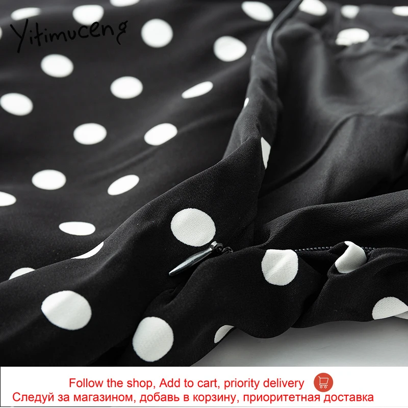 

Yitimuceng Irregular Dot Skirt For Women Folds Ruffles Mini A-Line High Waist Solid Black 2021 Summer Korean Fashion New Skirts