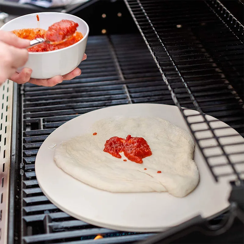 12Inch Pizza Stone for Baking-Cordierite Plate BBQ Grill Oven-Cook and Serve Bread Cheese-Round | Дом и сад