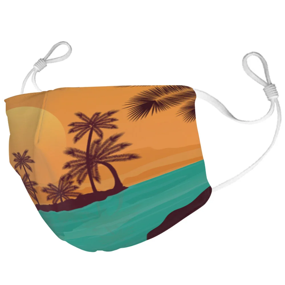 Пляжная маска для лица с принтом кокосового дерева противопылевые маски 2