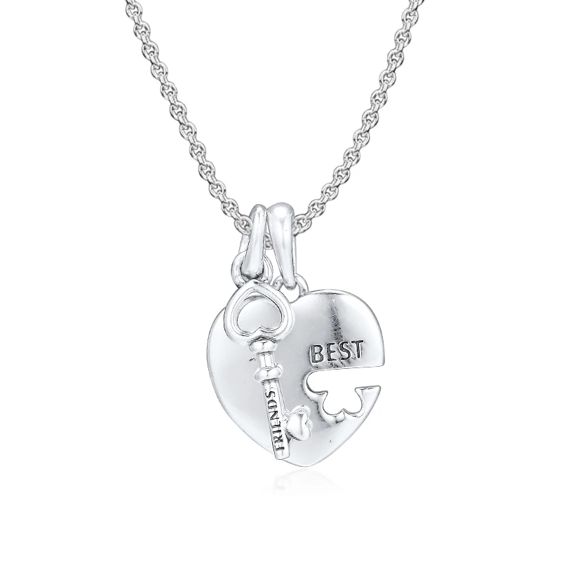 

Fits Pandora Bracelet Best Friends Heart Pendant Charms 925 Original Sterling Silver Women Beads DIY Jewelry Making Kralen