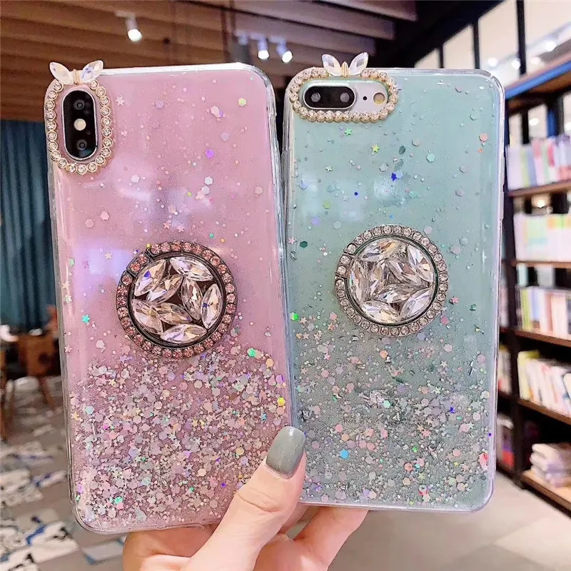 Кольцо из серебряной фольги с кристаллами для Iphonexsmax/8 Plus мобильный телефон
