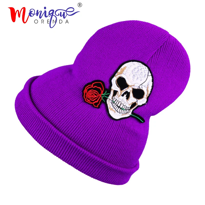 Новое модное платье с цветочным принтом с вышивкой вязаные skullies для мужчин и женщин, с героями мультфильмов, повседневная одежда, шапка зимняя теплая обувь для детей; мягкая хлопковая кепка головные уборы skullies