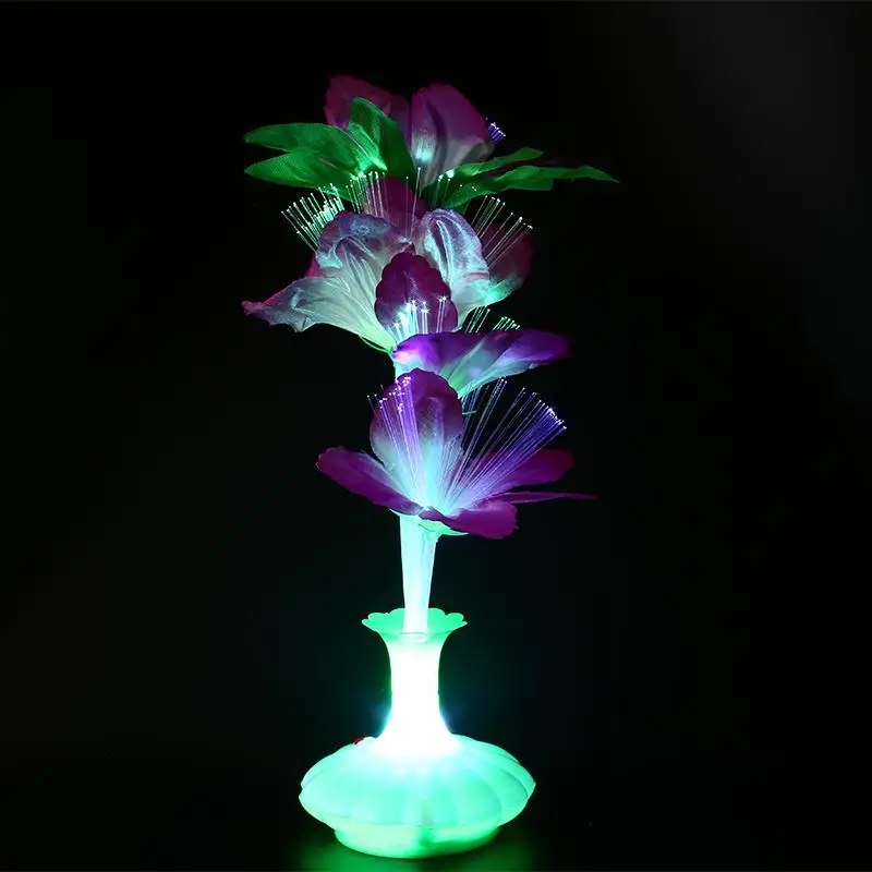 

LED Fiber Flower Kapok Vase Optical Fiber Lamp Blossom Decoration Colorful