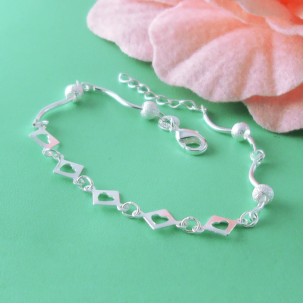 Женский браслет из серебра 925 пробы с цепочкой и сердцем|bracelet new|bracelet silver sterling