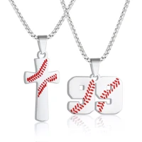 baseball necklaces number cross pendant set for boys men i can do all things silver plated chains charm red youth necklace mens