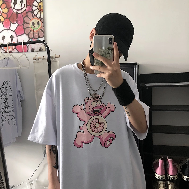 Женская футболка с коротким рукавом в Корейском стиле Харадзюку ретро забавным