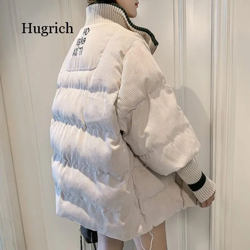 

Зимняя женская куртка 2021, вельветовое Стеганое пальто, женская парка, свободная Студенческая одежда, плотная верхняя одежда