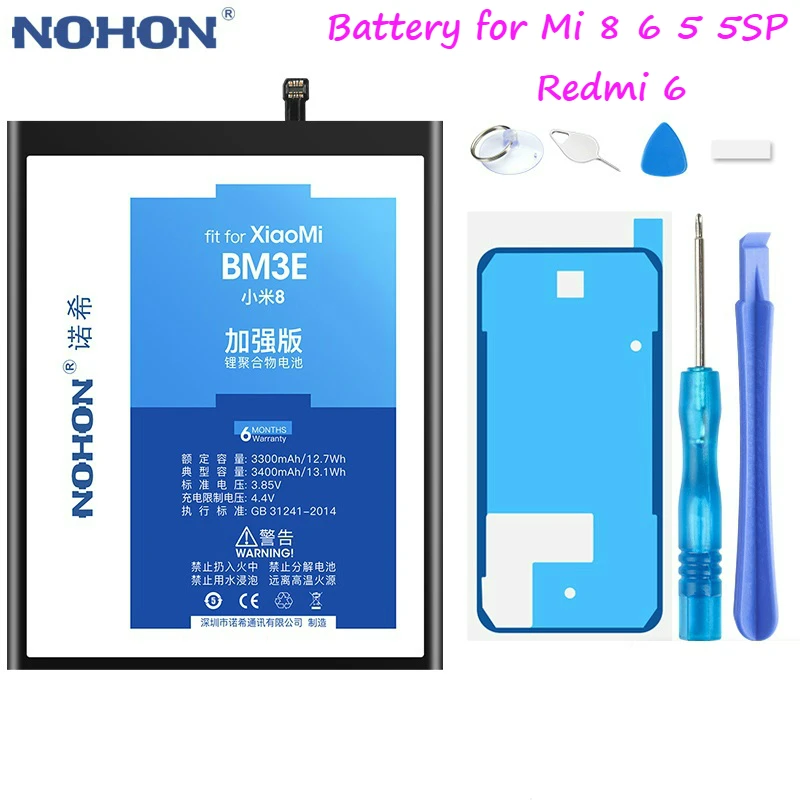 Аккумулятор NOHON для Xiaomi Mi8 Mi6 Mi5 Redmi 6 Note4X Mi 8 5 5SP BM3E BM39 BM37|Аккумуляторы мобильных