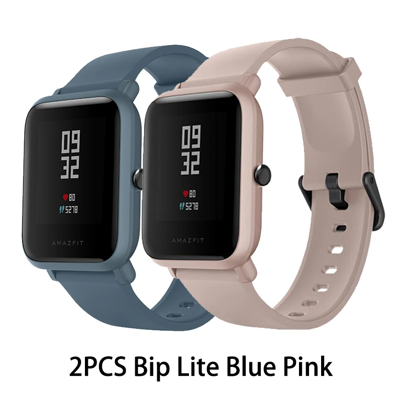 blue add pink Оригинальные Смарт-часы Amazfit Huami Bip Lite 2, gps, 45 дней, батарея глонесс, пульсометр, умные часы HUAMI, глобальная версия - Цвет: blue add pink