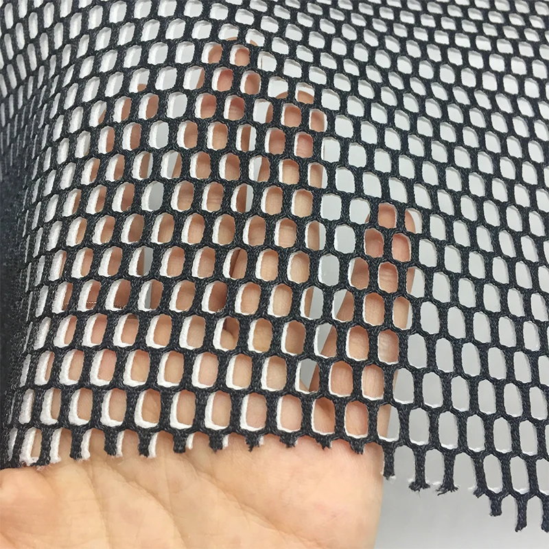 Хлопковая сетчатая сэндвич ткань S263P модная Толстая черного и белого цветов